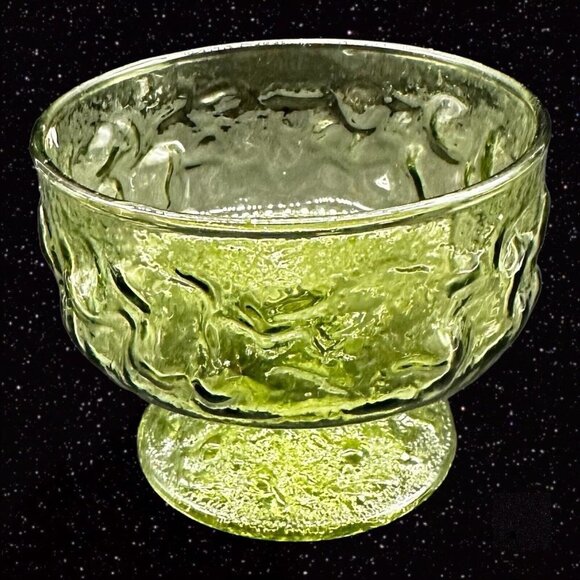 Anchor Hocking Lido Milano Avocado Green Dessert Fruit Cup Set 2 PCs 3.75”W 3”T - Picture 5 of 8